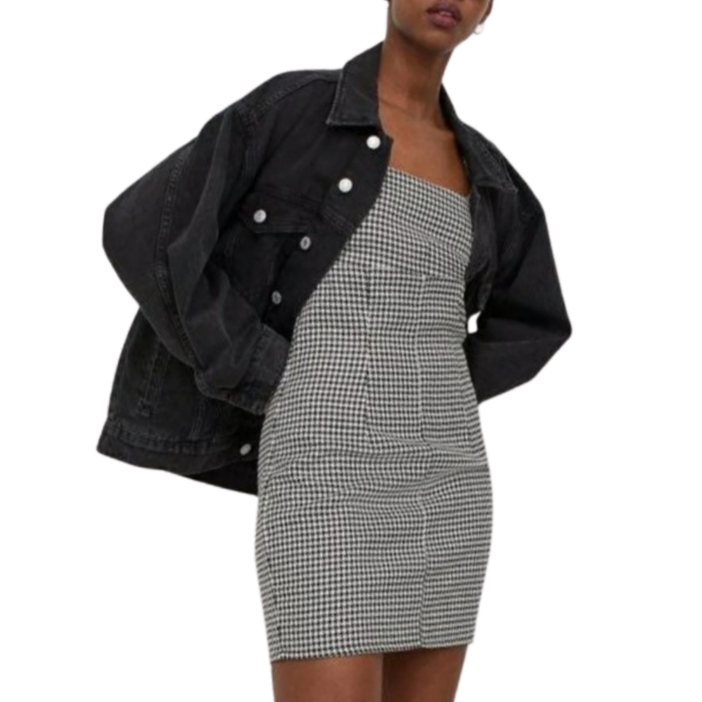 DIVIDED H&M Houndstooth Black and White Medium Sleeveless Dress NWT